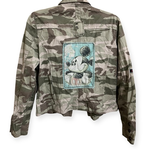 Disney Mickey Mouse Camo Patch Utility Button Jacket Size Large - Picture 2 of 3